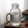 Hammered Glass Water Pitcher with Rope Handle – Heat Resistant, Large Capacity Cold Water Jug Water Botter