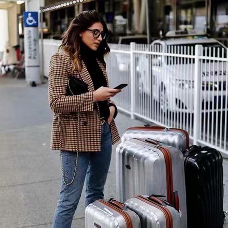 Женский клетчатый пиджак, весеннее двубортное пальто в клетку с длинным рукавом, формальный пиджак, костюм, женская верхняя одежда