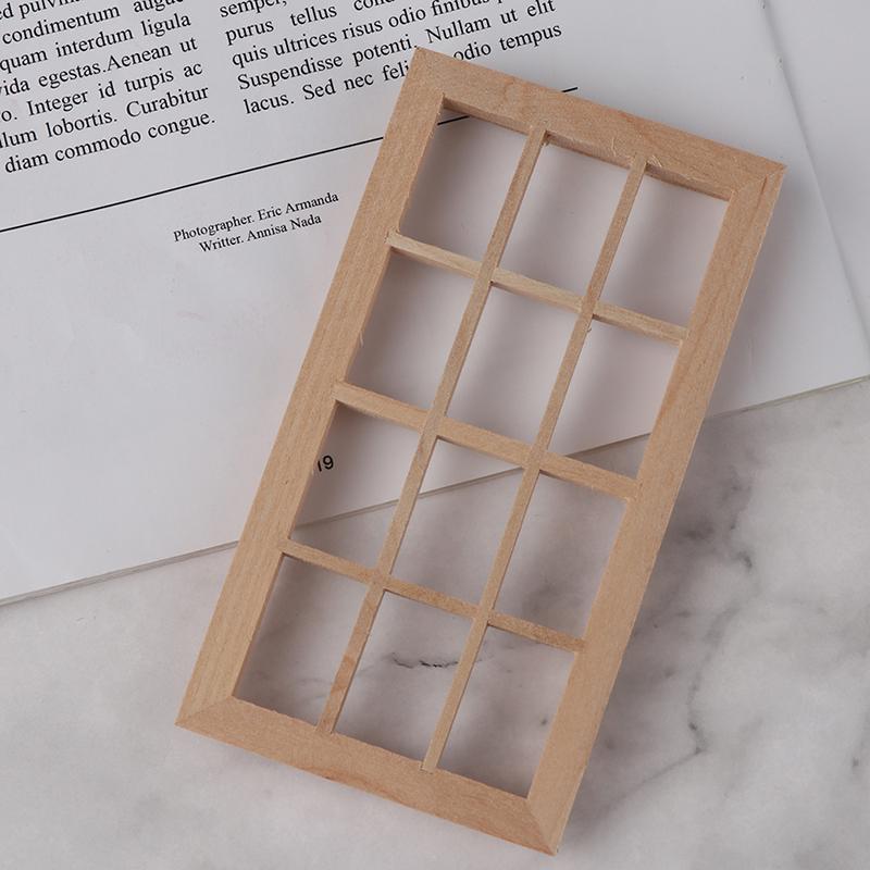 1:12 Dollhouse Miniature Wooden 12-Pane Window Frame Model Accessories Toys