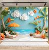 Summer Beach Backdrop Hawaii Tropical Seaside Sunshine Blue Sky Palm Tree Baby Birthday Holiday Party Photography Background
