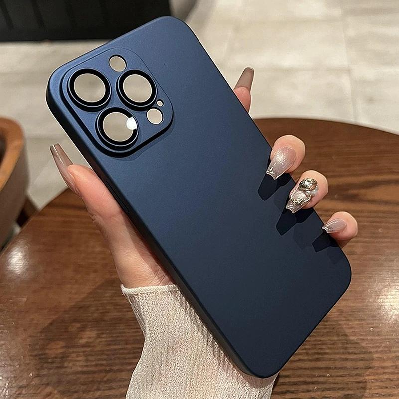 Роскошный оригинальный матовый прочный чехол-броня для iPhone 17 16 15 14 13 12 11 17 Pro Max Plus, тонкий чехол с защитой камеры из стекла