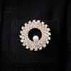 Circle Lapel Pin Hollow Rhinestone Ring Brooch Pin, Bling Daily Wear with Faux Pearl, Men Women Clothing Jewelry Accessories Alloy