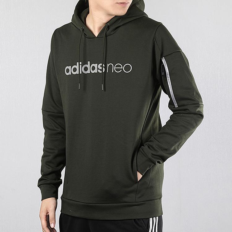 adidas Нео повседневный спортивный пуловер с капюшоном, мужские топы в стиле милитари, зеленый FK5810