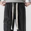 Мужские летние повседневные джинсы с эластичной резинкой на талии, прямые широкие джинсовые брюки с несколькими карманами, дизайнерские длинные брюки, уличная одежда