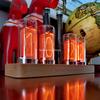 Роскошные деревянные часы с газоразрядными индикаторами, деревянные светодиодные цифровые часы, настольные часы с неоновой подсветкой, будильник, настольные электронные часы, домашний декор, подарок