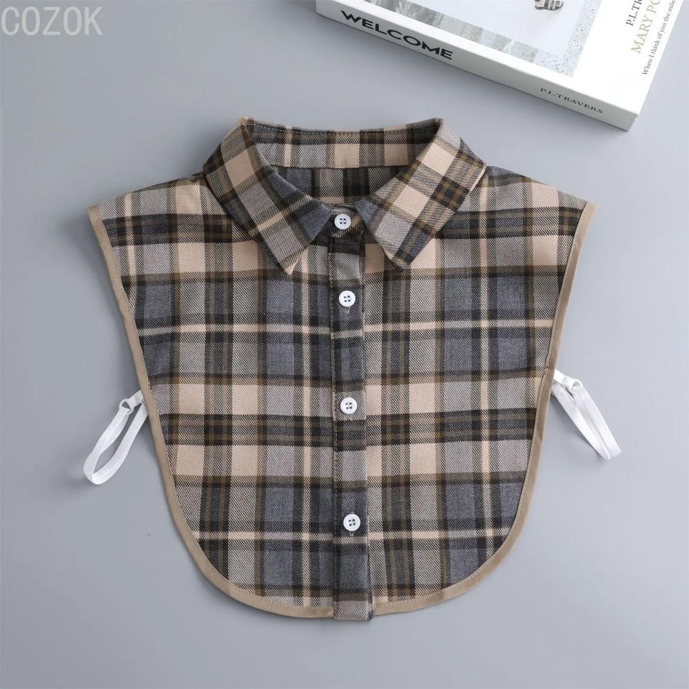 Women Detachable Plaid Shirt Design Fake Collar False Blouse Clothing Accessories