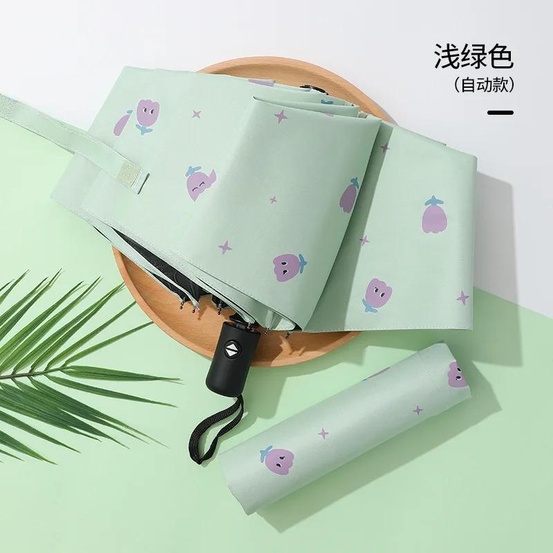 Автоматический зонт с защитой от ультрафиолета, зонт от солнца, складной зонт, виниловый зонт с изображением животных, дождь или блеск, зонт двойного назначения