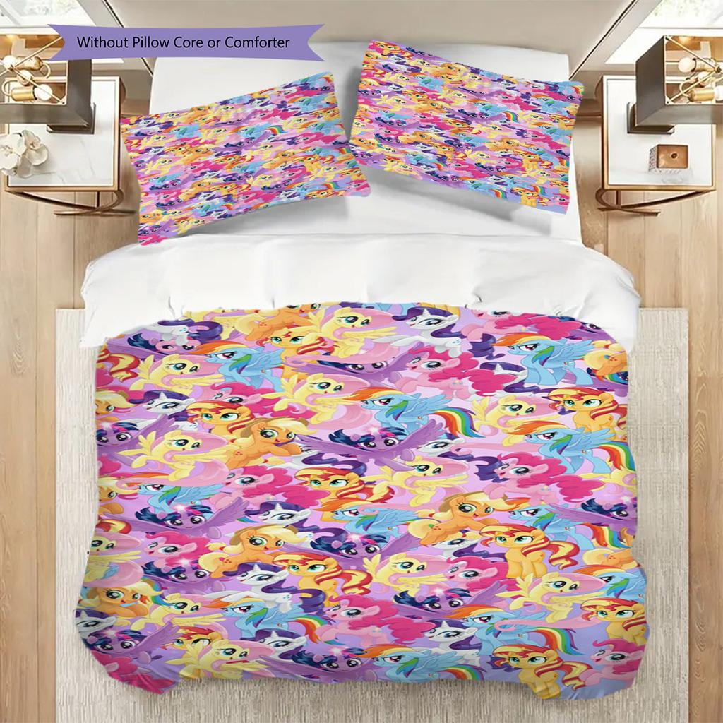 Little Pony Friendship Magic Wallpaper Bedding 1 Duvet Cover 2 Pillowcase Without Core Soft And Comfortable Duvet Cover And Pillowcase
