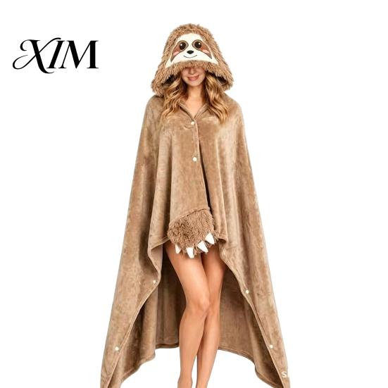 Animal Themed Blanket Wearable Hoodie, Adults Oversized Fleece Sweatshirt Halloween Costume Shawl Sleepwear, Cosplay Plush Hooded Cape Coral Hoodie