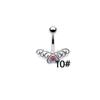 Gatte Pink Butterfly Heart Rhinestone Zircon Rabbit Double Belly Button Ring
