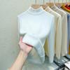 Autumn Warm Velvet Knitted Women's Sweater Casual Winter New Thicken Half High Collar Base Pullover Sweaters Elegant Solid Slim Plush Knitwears 25206
