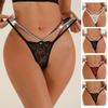 Cross-Border Exclusive Low-Waist Seamless Lace Thong with Thin Double Straps and Hollow Design, Plus Size Available.