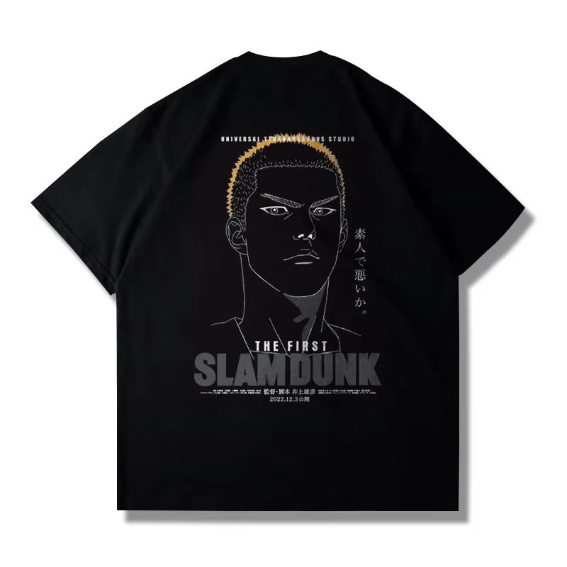 Японский аниме 2025 Лето Slam Master Big Movie Blockbuster футболка с коротким рукавом Лето Свободный 100_ Хлопок Сакура Икебана
