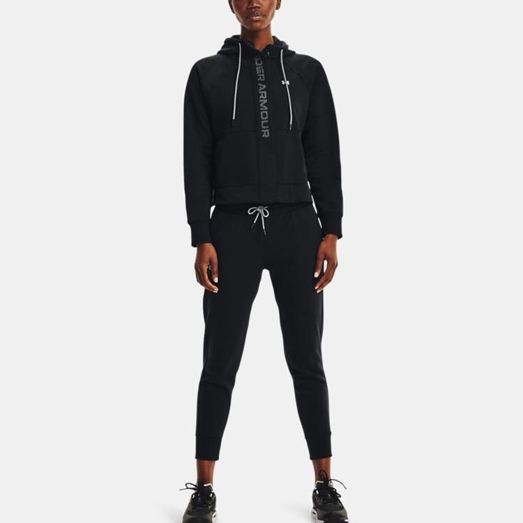 Under Armour Куртка Rival Mesh Logo с капюшоном и флисовой подкладкой, женские куртки, черный цвет 1365845-001
