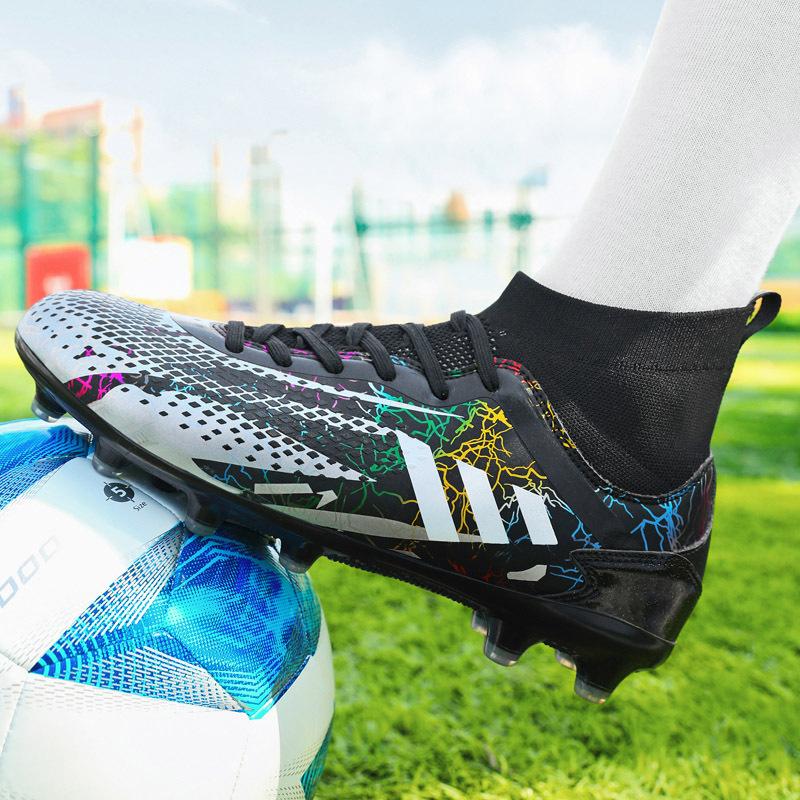 Новые бутсы с высоким верхом, мужские AG длинные шипы искусственный газон TF шиповки для тренировок детские мужские и женские кроссовки
