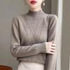 Cashmere Sweater Women's Autumn and Winter Half High Neck Base Sweater Thick Knit Sweater with Loose Top In Solid Color