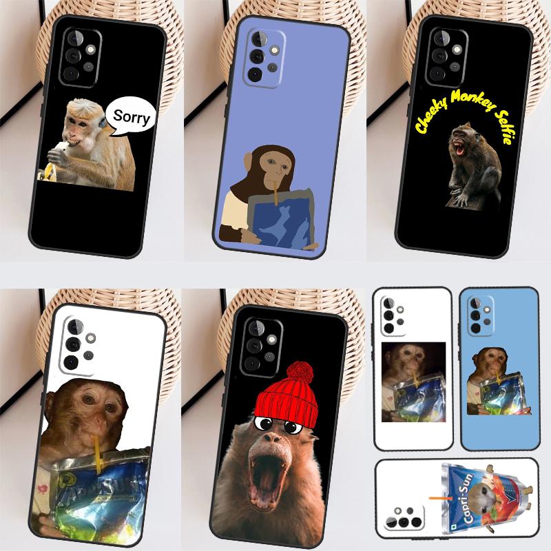 Чехол-мем 'Обезьяна пьет Капри' для Samsung Galaxy A54 A34 A24 A14 A53 A52 A13 A23 A33 A12 A22 A32 A42 A71 A51