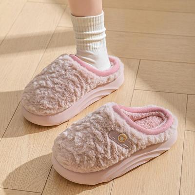 Женские и мужские нескользящие плюшевые зимние хлопковые тапочки - закрывающие пятку, на толстой подошве, однотонные для домашнего использования весной и осенью.