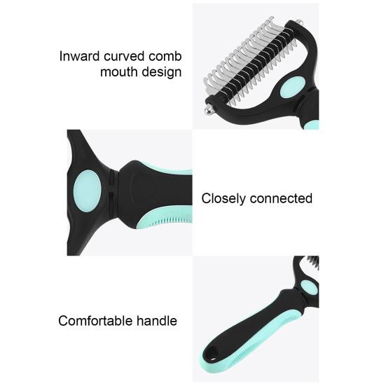Щетка для вычесывания шерсти питомцев Двусторонняя расческа-грабли для подшерстка для собак кошек Очень широкая расческа для вычесывания и удаления колтунов у питомцев для груминга