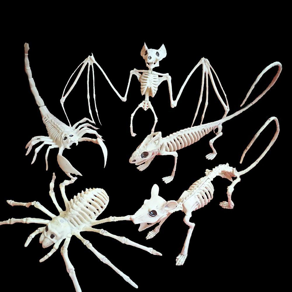 Party Home Halloween Decoration Bat Artificial skull Trick Props Plastic  Bones Animal Skeleton