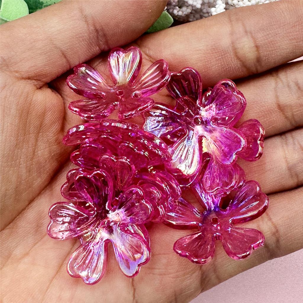 Hanmade Beads Necklace Pendant DIY Beads Acrylic Flower Beads 10Pcs 26.5mm Bead Jewelry Making