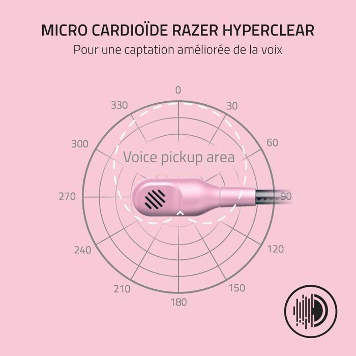 Casque avec Microphone - Razer - BlackShark V2 X - Couleur Rose - Annulation de bruit - Filaire