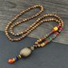 Festival Ethnic Jewelry Party Handmade Mala Wood Bead Horn Fish Pendant Buddhist Nepal Necklace
