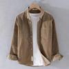 Men's Corduroy Long-sleeved Shirt Spring and Autumn Japanese Retro Stand-up Collar Loose Casual Shirt Jacket