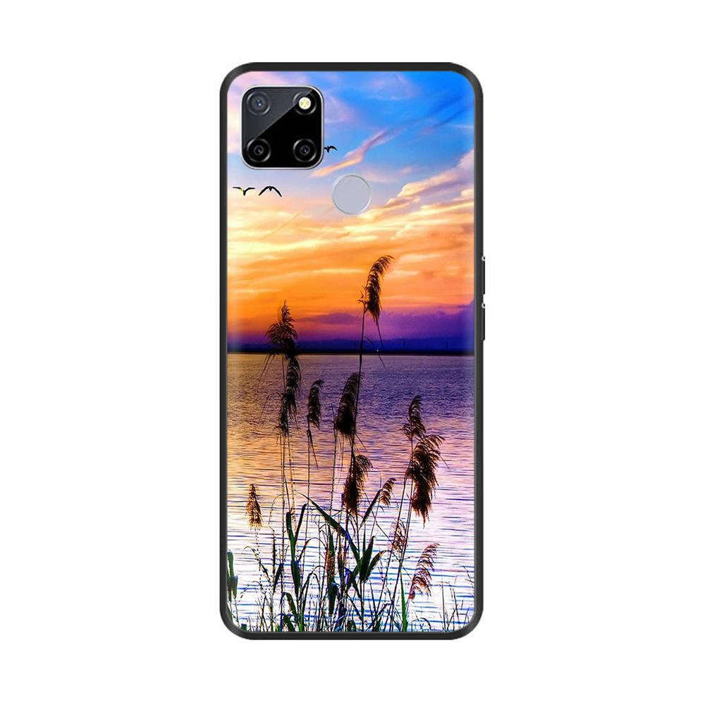 Чехол для Realme C25 C25s Мягкий Милый Чехол для OPPO Realme C25Y C21Y Силиконовый Черный ТПУ Чехол для Телефона Для OPPO Realme C21 Цветочный Чехол