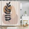Nordic Style Abstract Art Leaves Print Shower Curtain Waterproof Polyester Bath Curtain Color Block Curtains For Bathroom Decor