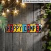 2D Flat 1pc of Country-Style Happy Camper, 3.9X15.7 Inches, Durable Alumium Decorative Sign Suitable for Garage, RV, Porch, Cabin, Man Cave, No