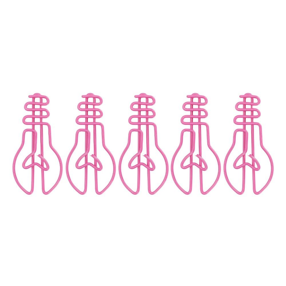 100pcs Bulb Shaped Cute Paper Clips Yellow/Pink Metallic Paper Clips Wedding Decoration