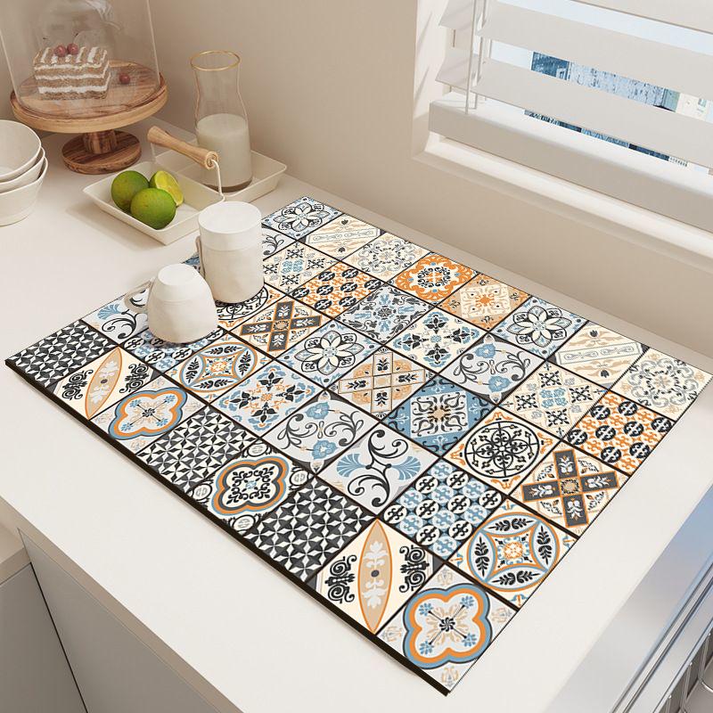 Mud Absorbent Quickly Dry Heat Resistant Non-Slip Tableware Pad Dish Drying Mat Placemat Coffee Mat CDN