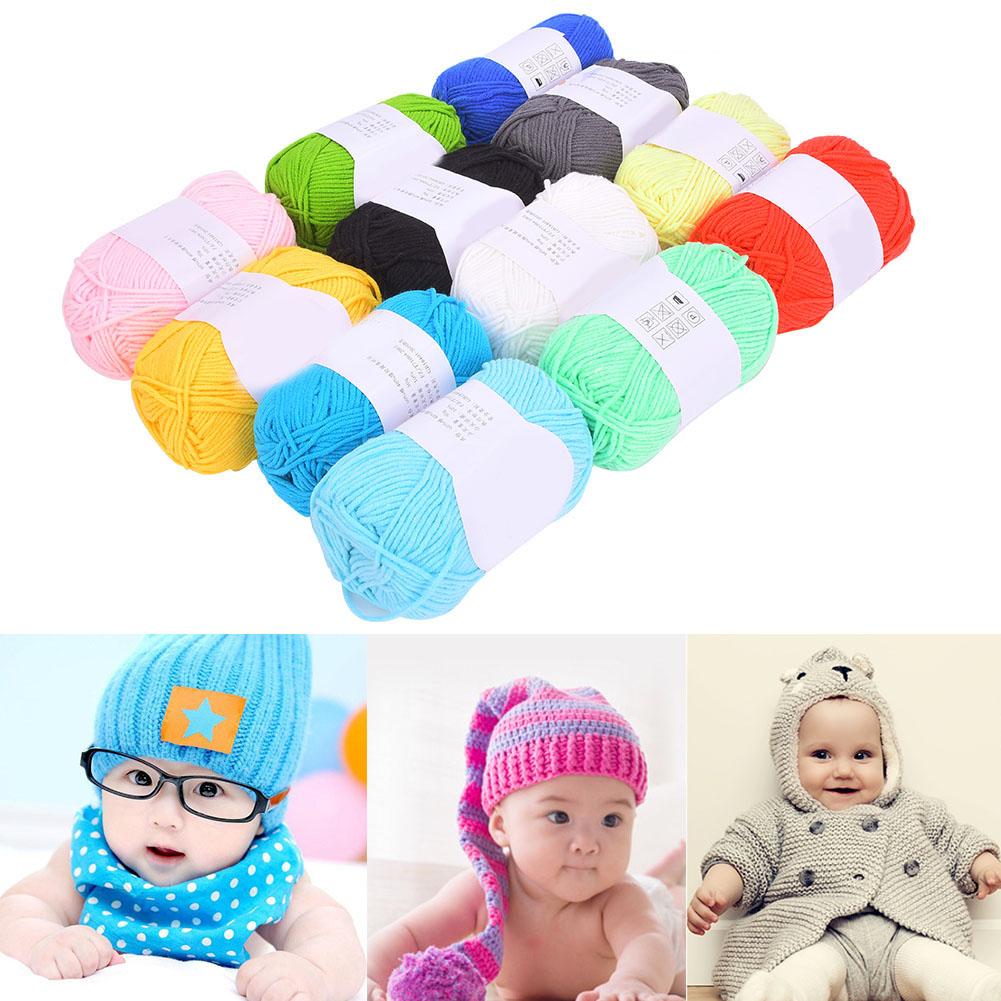 12 цветов молочная хлопковая пряжа мягкая хлопковая пряжа для вязания крючком детская шерстяная пряжа