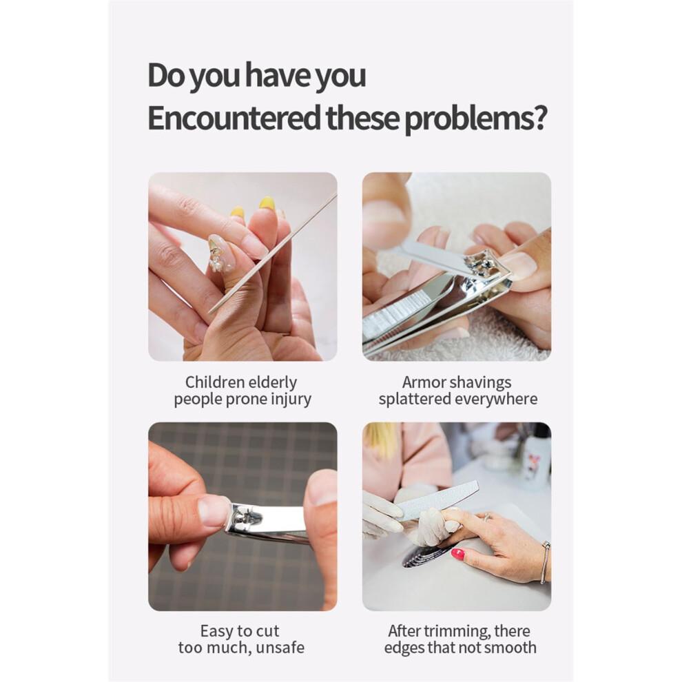 White, Fully Automatic Electric Nail Clipper, Small, USB Charging for Adults and The Elderly