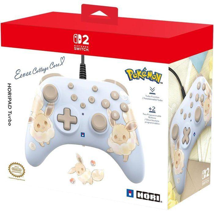 Manette de jeu - Nintendo Switch et Switch 2 - Pokémon - Filaire - Bleu - Horipad Turbo - Boutons arriere programmables - Hori
