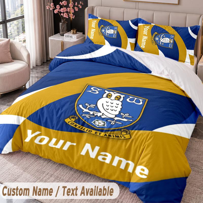 Sheffield Wednesday FC Printed Bedding Set Custom Name Text 1 Duvet Cover 2 Pillowcases For Bedroom