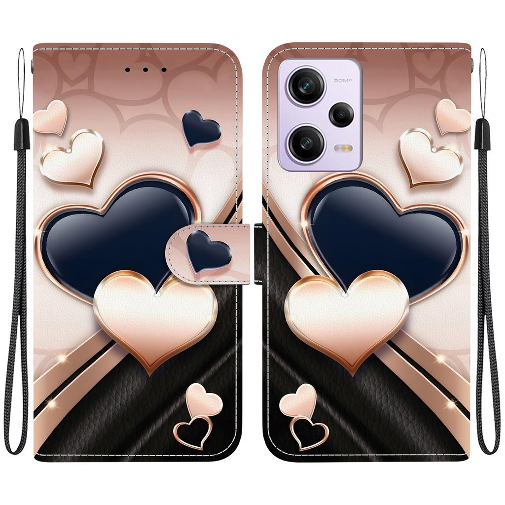 Чехол-книжка из искусственной кожи ручной работы для Redmi Note 12 Pro/Xiaomi Poco X5 Pro, противоскользящий противоударный чехол с ремешком на запястье и дизайном в виде сердца/розы/кошки