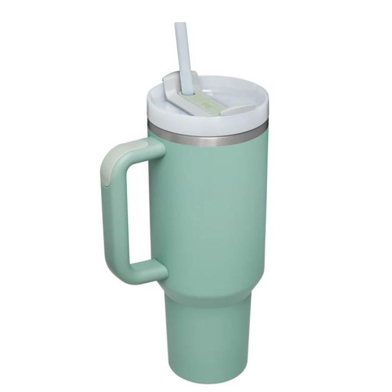 40 унций Тамблер с ручкой, соломинкой, бутылка-термос, чашка для мороженого из нержавеющей стали, термокружка, сохраняет холод и тепло, бутылка для воды