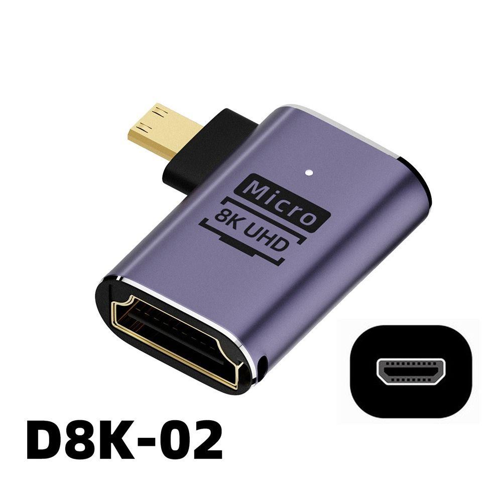 90 градусов Мужской на Женский HD 2.1 Mini / Micro HD в HDMI-совместимый конвертер 8K 60HZ HDTV адаптер