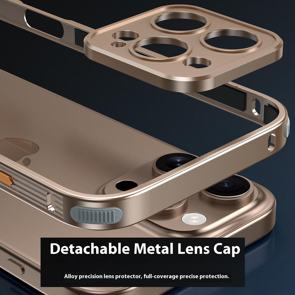 For iPhone 16 Pro Max Bumper Case Heat Dissipation Aluminium Alloy Phone Shell with Buckle/Camera Lid