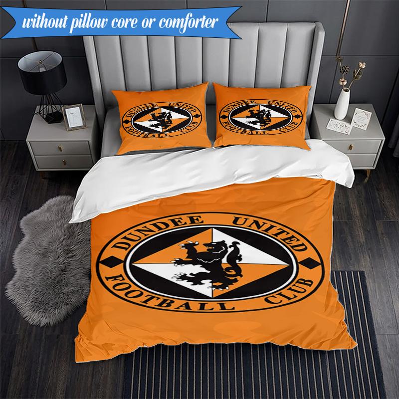 3PCS Dundee United Crest Printed Soft Bedding Set,Including 1pc Duvet Cover And 2pcs Pillowcases Perfect for Bedroom, Dormitory, Fan gift