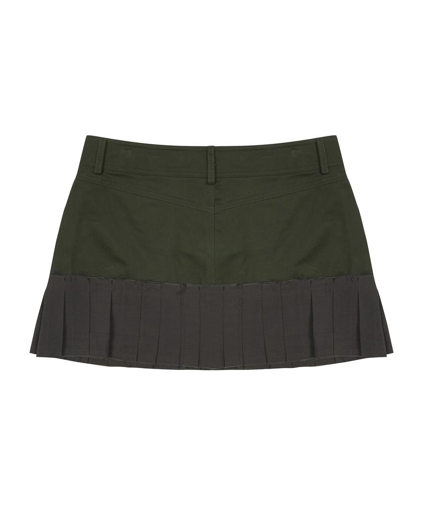 Love Is True Curved L Pleats Skirt(Khaki)