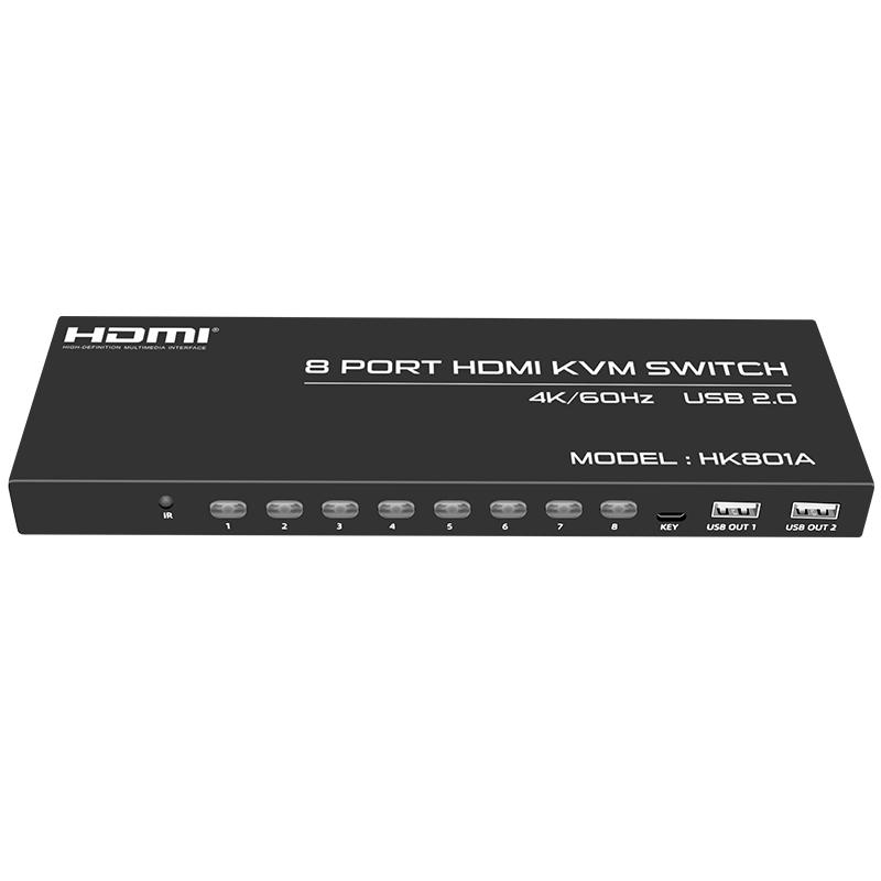 HK801A Fjgear New Invention Usb2.0 Selector 8In 1Out 3840X2160P*60Hz Kvm Switch Usb Hdmi 8 Port Kvm Switch