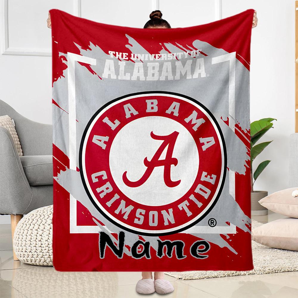 Alabama Crimson Tide Personalized Text Blanket Throw Personalized Blanket Durable Comfort Great for Office Bed Livingroom Nap Ideal for All Seasons