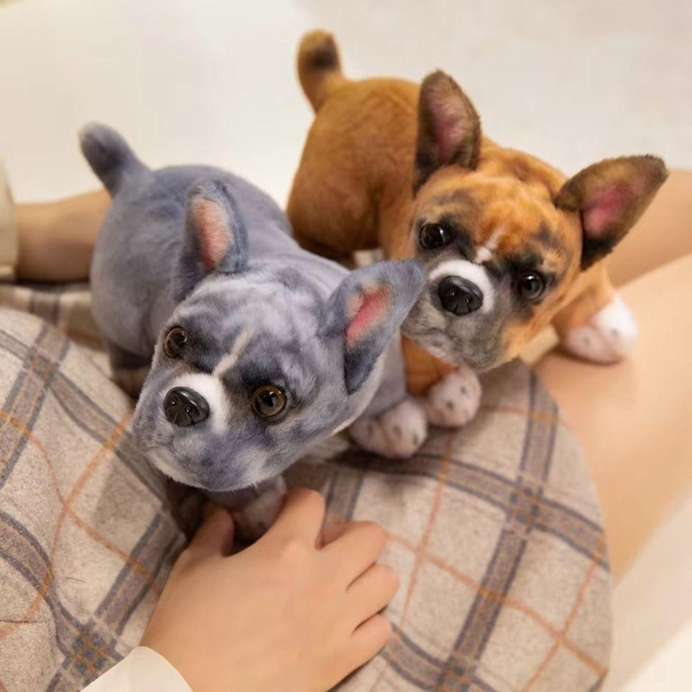 Simulation Stand French Bulldog Plush Realistic Baggle Dog Toy Dog Stuffed Doll Girls Gifts