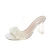 Crystal Slippers Women's New Summer Thick Heel Square Head with High Heel Fairy Style French Sandals