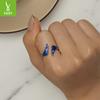 925 Sterling Silver Gradual Change Blue Wing Opening Ring Men And Women, Personality Trend Wing Adjustable Ring