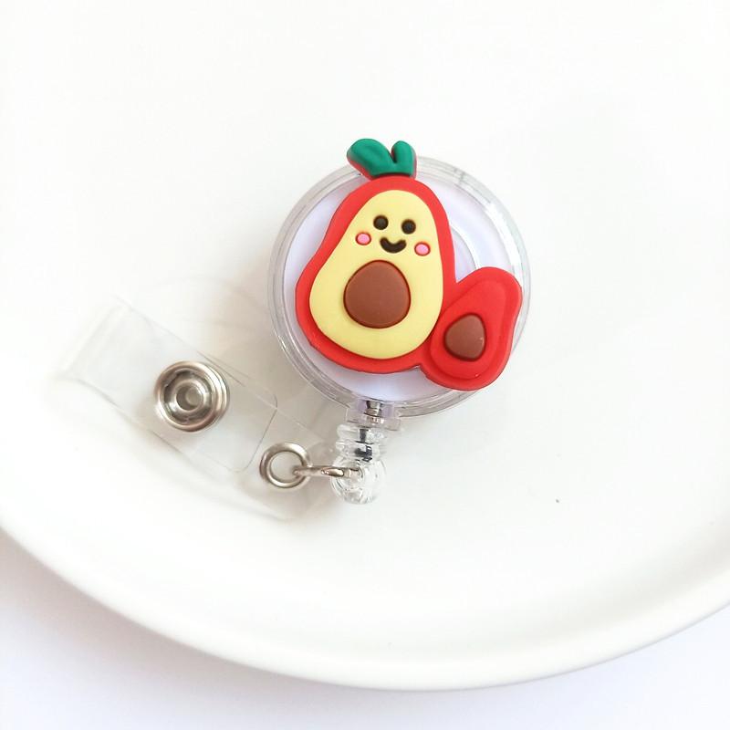 1 шт., милые силиконовые фрукты, авокадо, клубника, выдвижная катушка для значка, ID ремешок, имя, бирка, держатель для значка, катушки