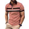 New Men's Casual Polo Shirt with Collar and Buttons Versatile Business Digital Stripe Print Top